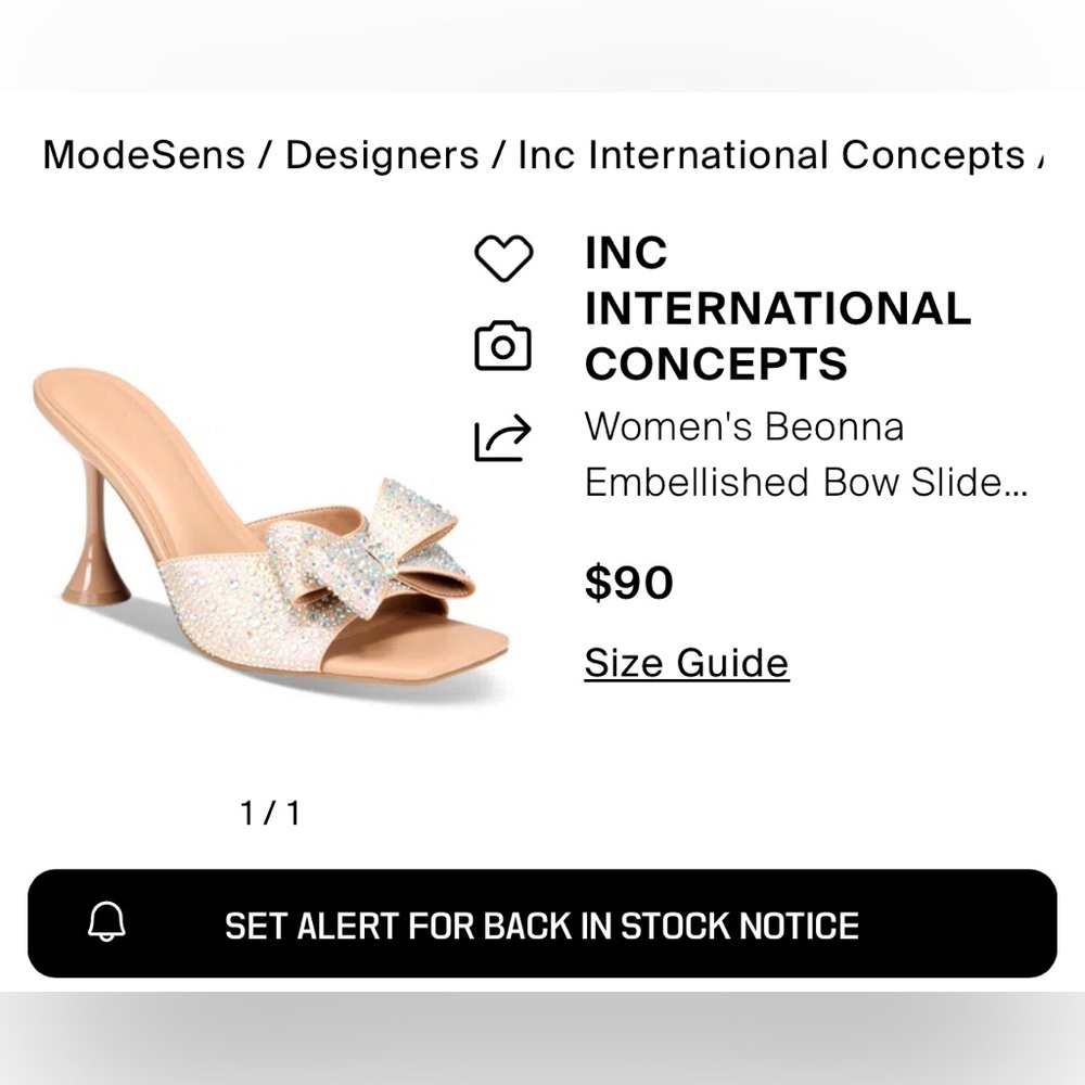 *NIB* INC BEONNA EMBELLISHED BOW SLIDE SANDALS- CREAM/AB BLING